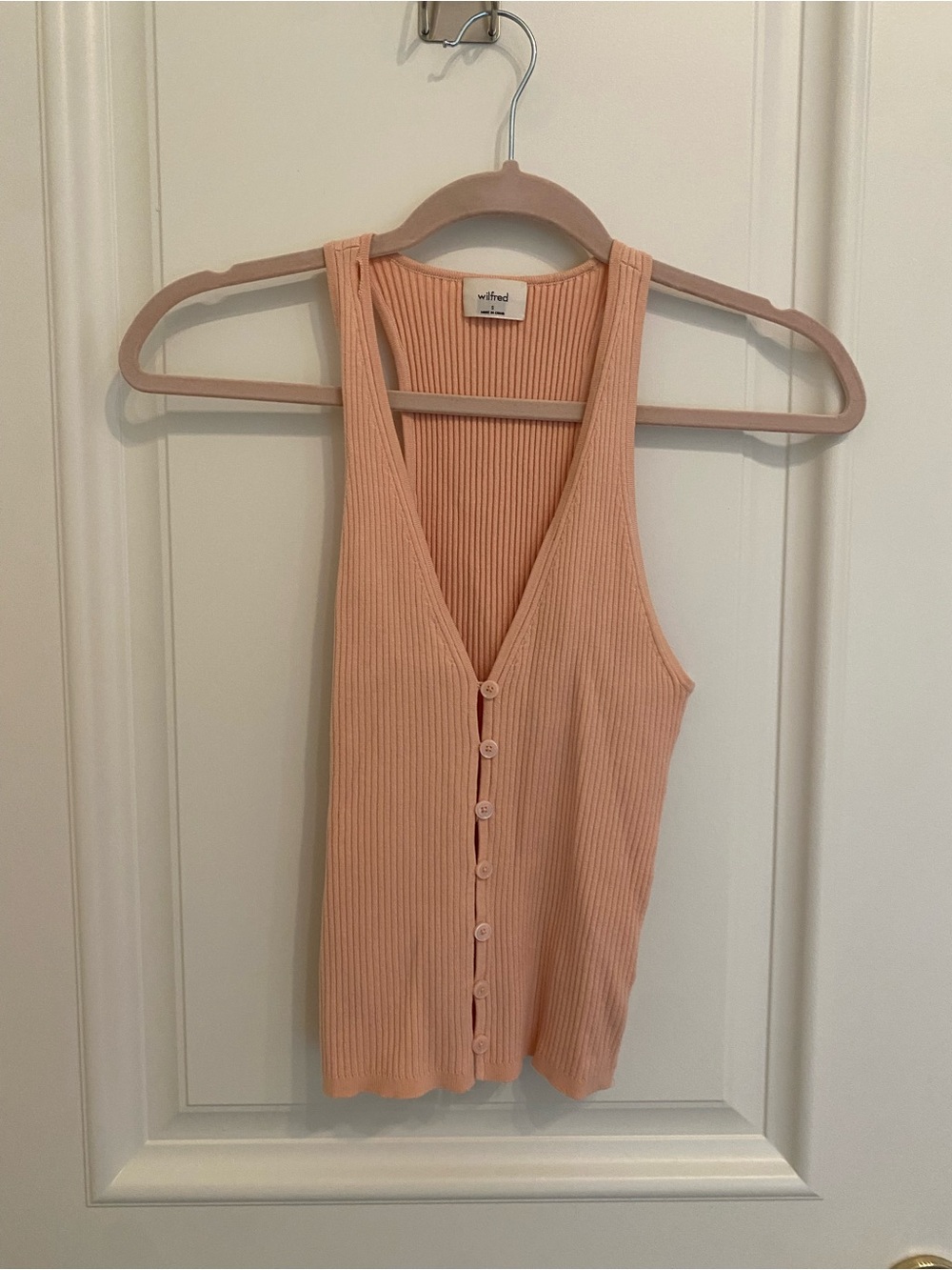 Wilfred Peach Ribbed Button-Front Tank
